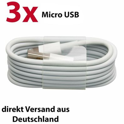 3x 1m Micro USB Kabel Nylon Ladekabel Datenkabel micro USB Handy Smartphone Tab