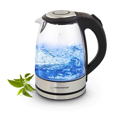 Glas Edelstahl Wasserkocher 1,7L 2200W LED Beleuchtung automat Abschaltung NEU