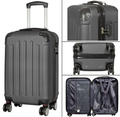 Hartschalen-Koffer Reisekoffer Suitcase Trolley aus ABS hoch Qaulitativ Antrazit