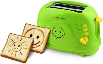 Toaster 2 Scheiben mit SMILEY Bild Muster und Timer, Sandwich Krümelschublade 3i1