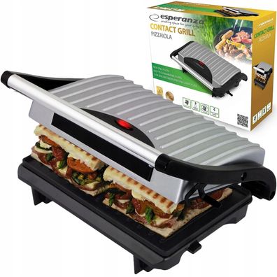 Kontakt-Pizzagrill Tischgrill 750W für Steak, Sandwich Panini Toaster Antihaft