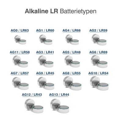 Knopfzellen Uhren-Batterien der Serie AG0-AG13 LR43 LR44 LR54 LR 58 LR1142 LR113