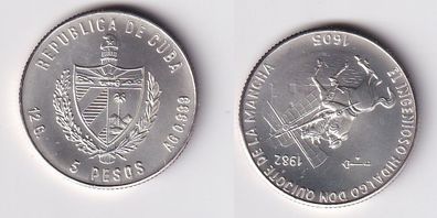5 Pesos Münze Kuba Cuba 1982 Don Quichote kämpft gegen Windmühle Stgl. (167342)