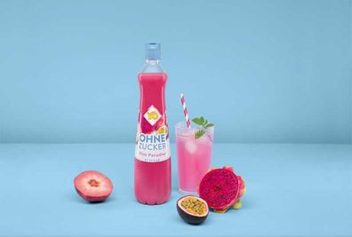 Yo Sirup Pink Paradise ohne Zucker Apfel Passionsfrucht Drachenfrucht 700 ml