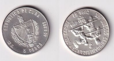 5 Pesos Münze Kuba Cuba 1981 Zentralamerika Spiele Boxen Stgl. (166906)