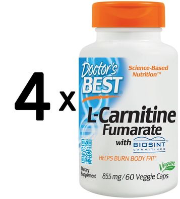 4 x L-Carnitine Fumarate, 855mg - 60 vcaps