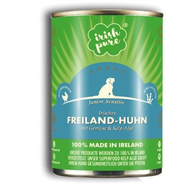 Irish Pure | Feuchtfutter | Irisches Freiland-Huhn JUNIOR, Gemüse & Kelp-Alge 12 x 3