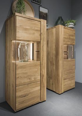 Artisan Highboard Eiche Natur Metall Schwarz Rechtstüre