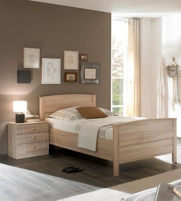 Senio Schlafzimmer Set Bett + Nachtkommode MDF White