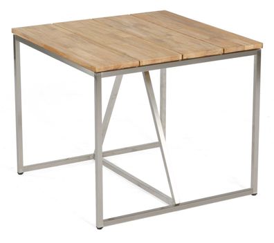 Skyline Tisch 90x90 Edelstahl Teak Natur