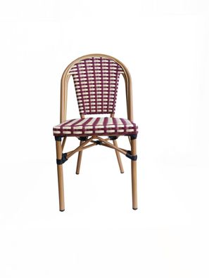 SIT&CHAIRS Stuhl 2er-Set Polyrattan Aluminiumgestell Beige Rot