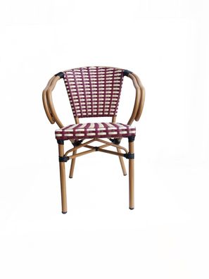 SIT&CHAIRS Stuhl 2er-Set Polyrattan Aluminium Beige Rot