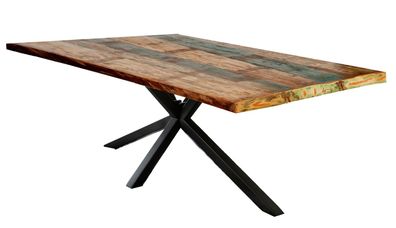 TABLES&Co Tisch 160x85 Altholz Bunt Metall Schwarz