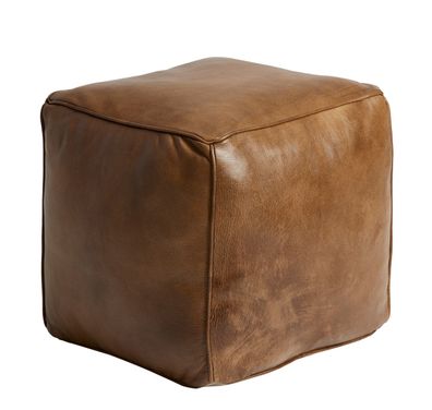 Pouf Sitzkissen St. Thomas aus Büffelleder in Patina-Braun