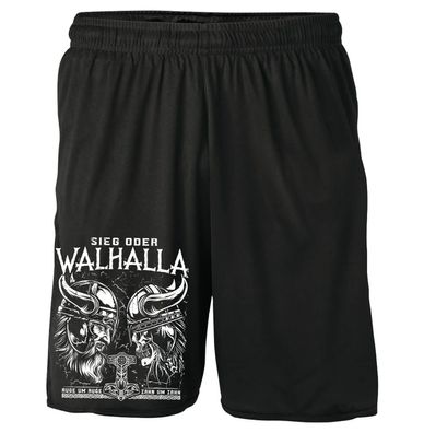 Sieg oder Walhalla Shorts | Wikinger Kurze Hose Vikings Odin (Auge um Auge)