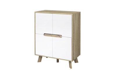 Kommode Spanplatte und MDF 80x40 Natur und Weiß