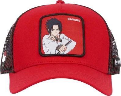 Offizielle Naruto Shippuden Capslab Trucker Cap - Kappe mit Sasuke Uchiha Patch Logo