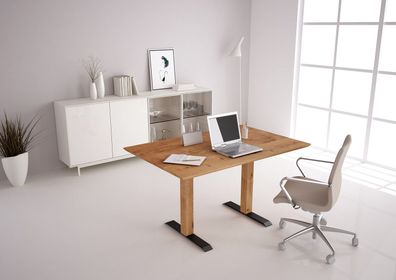 Esstisch Schreibtisch Tisch 140x90 höhenverstellbar Wildeiche