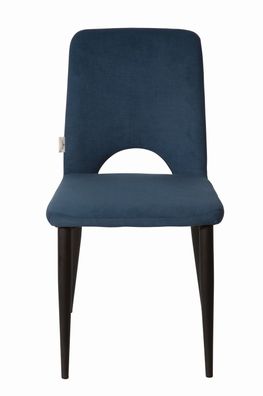 SIT&CHAIRS Tom Tailor Stuhl 2er-Set Stahl Stoff Schwarz Blau