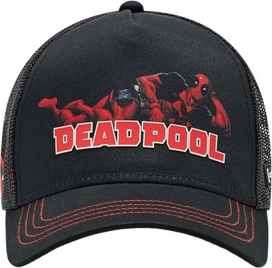 Deadpool Capslab Trucker Cap - Schwaarze Marvel Kappe mit Deadpool Print Logo