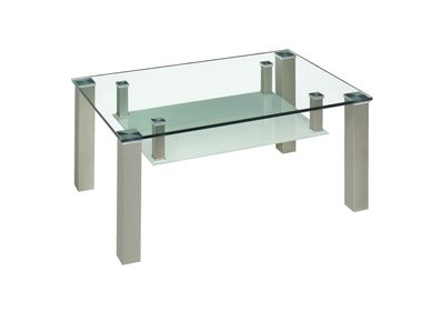 Couchtisch Beistelltisch Glas und Metall 65x105 cm