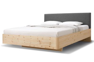 Einzelbett Gardena 90 x 200 cm in Fichte Natur mit Kopfteil Lodenstoff