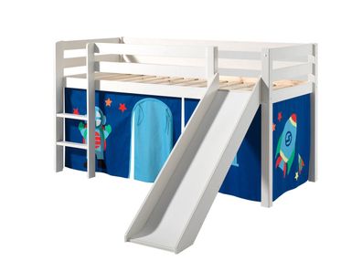 Spielbett Pino mit Rutsche und Textilset Kiefer Weiß