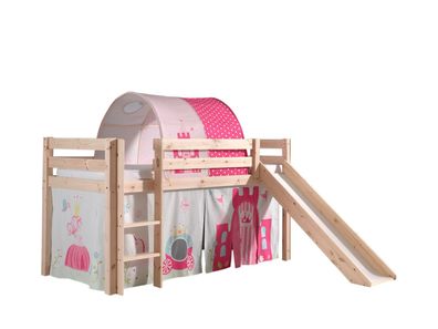 Spielbett Pino mit Rutsche und Textilset Kiefer Natur