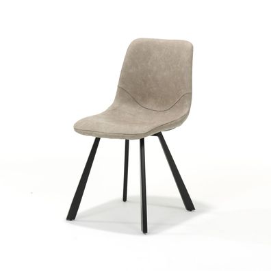 Bari Stuhl mit Stoff Vintage Beige und Fußgestell Metall Schwarz