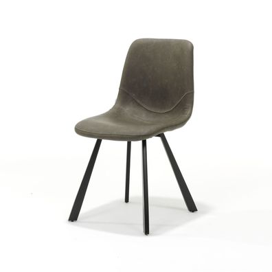 Bari Stuhl mit Stoff Vintage Taupe und Fußgestell Metall Schwarz