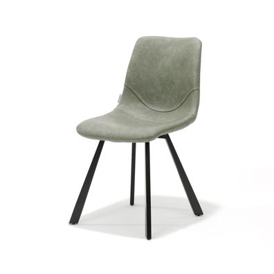 Bari Stuhl mit Stoff Vintage Grün und Fußgestell Metall Schwarz