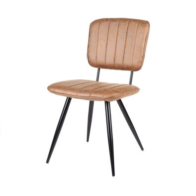 Aria Stuhl mit Stoff Soft Cognac und Fußgestell Metall Schwarz