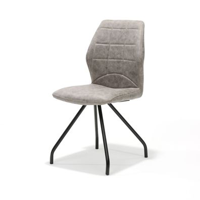 Apollo Stuhl mit Stoff Soft Pebble und Fußgestell Metall Schwarz