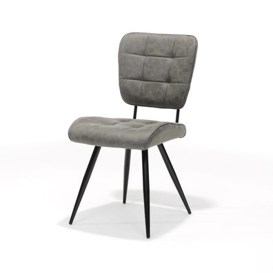 Bailey 4P Stuhl mit Stoff Soft Steel und Fußgestell Metall Schwarz