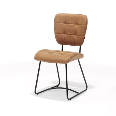 Bailey SL Stuhl mit Stoff Soft Cognac und Fußgestell Metall Schwarz