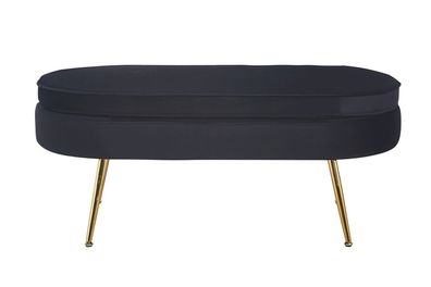 Sitzpouf Oval Samt Schwarz 99x44x40 cm