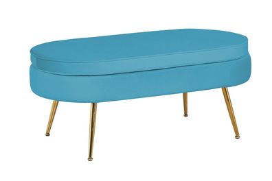 Sitzpouf Oval Samt Blau 99x44x40 cm