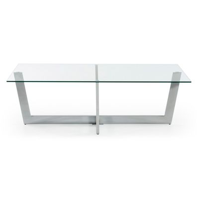 Couchtisch Plam Glas Stahlstruktur mit Chrom-Finish 120 x 70 cm