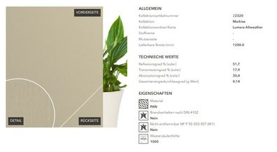 Markisenstoff 120 cm breit Allweather Art. 22320 - versandkostenfrei