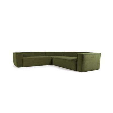 Ecksofa Blok 4-Sitzer dicker Cord grün 290 x 290 cm
