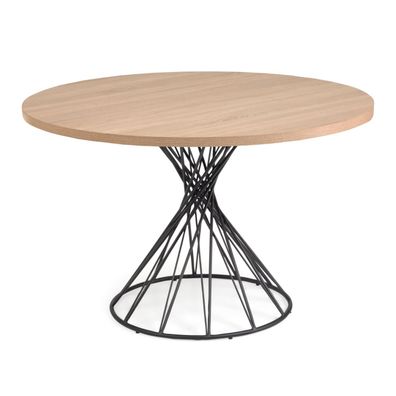 Tisch Niut rund aus MDF Natur und mit Stahlbeinen Ø 120 cm