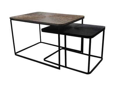 Beistelltisch Couchtisch Zeisatztisch 2er Set Gold Schwarz