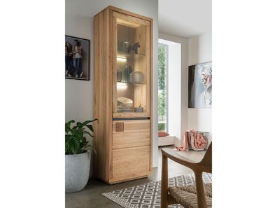 Vitrine I Wohnzimmerschrank 65x205x40 Wildeiche