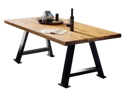 TABLES&Co Tisch 200x100 Teak Natur Metall Schwarz