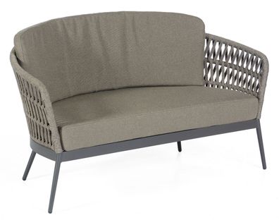 Advokat Sofa Aluminium Polyrope Grau Inkl. Kissen