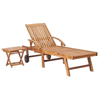 Sonnenliegen-Set 2 Liegen und 1 Tisch aus Teak