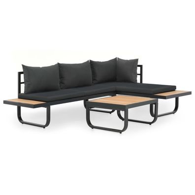 Garten-Ecksofa-Set aus Aluminium mit Auflagen