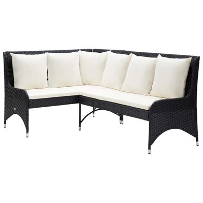 2-teiliges Garte-Ecksofa in Schwarz aus Polyrattan