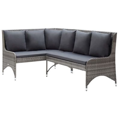 2-teiliges Garte-Ecksofa in Grau aus Polyrattan