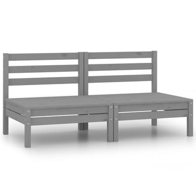 2-Sitzer Gartensofa aus Grauer Kiefer 63,5 x 62,5 x 63,5 cm